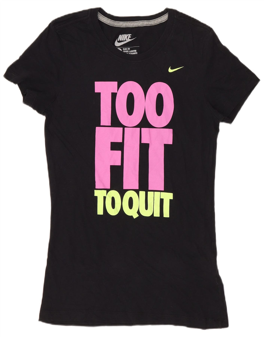 Nike Camiseta Slim Fit Graphic para Mujer UK 10 Small Black Cotton