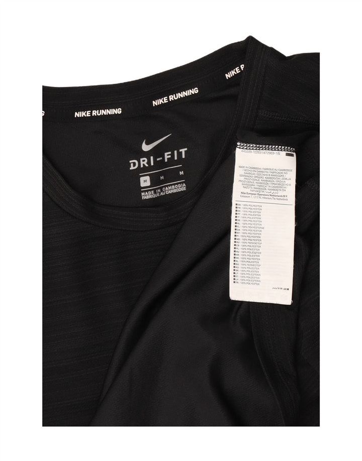 Camiseta Nike Dri Fit para hombre Top poliéster a rayas negras medianas