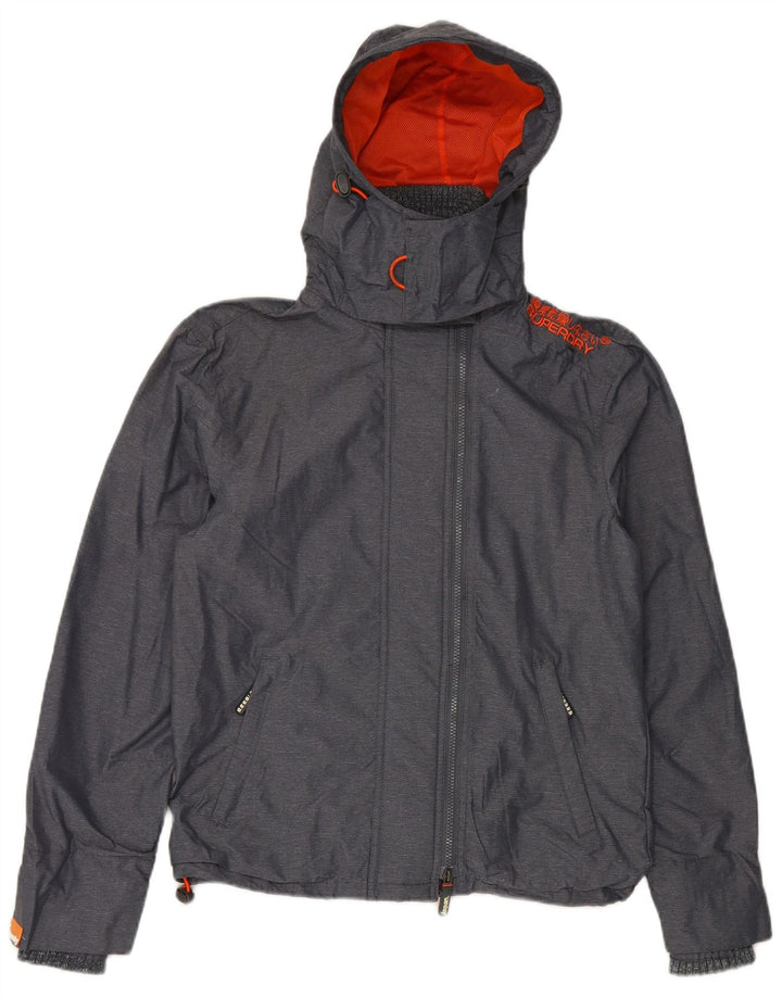 SUPERDRY Chaqueta cortavientos con capucha para hombre, talla 36, nailon gris pequeño