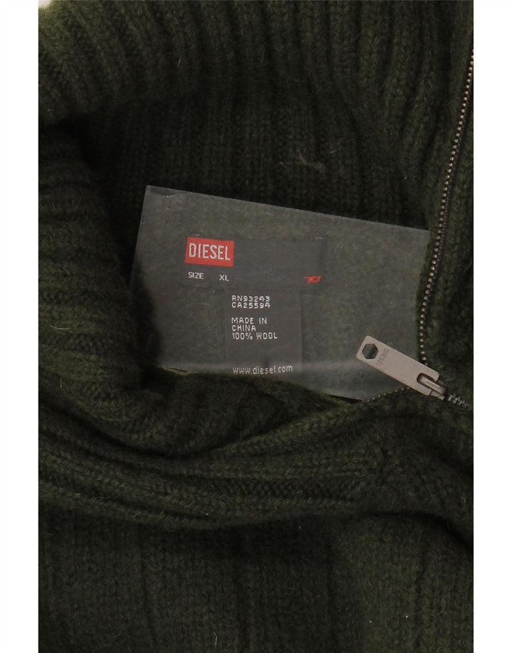 DIESEL Jersey con cuello y cremallera para mujer UK 40 XL Lana caqui