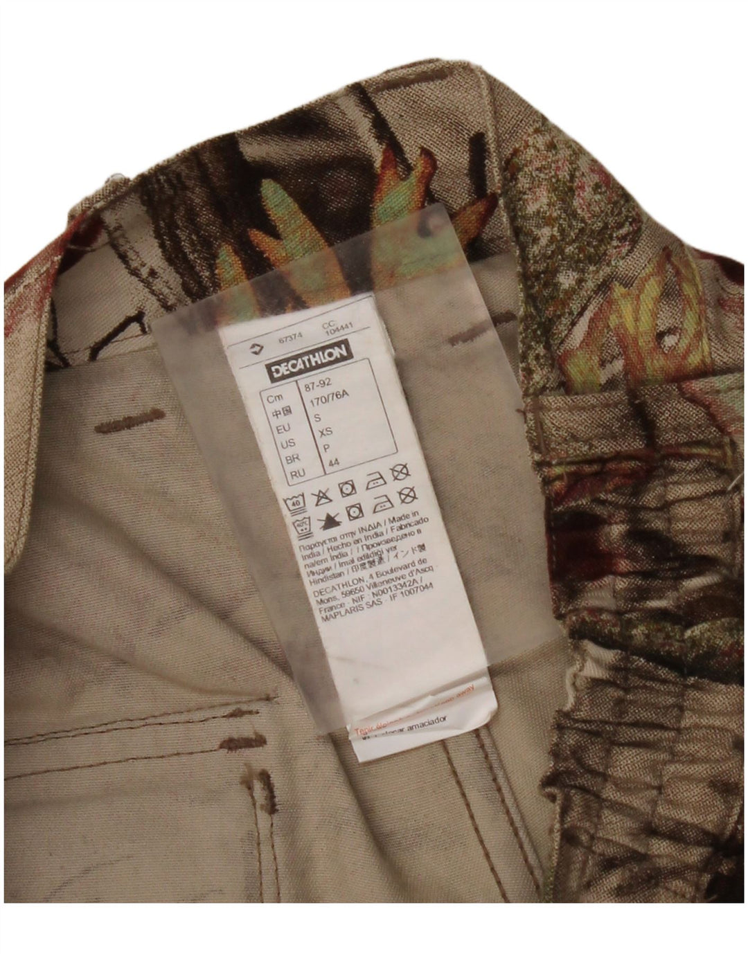 Pantalones cargo rectos para mujer DECATHLON Small W27 L30 Beige Floral Cotton