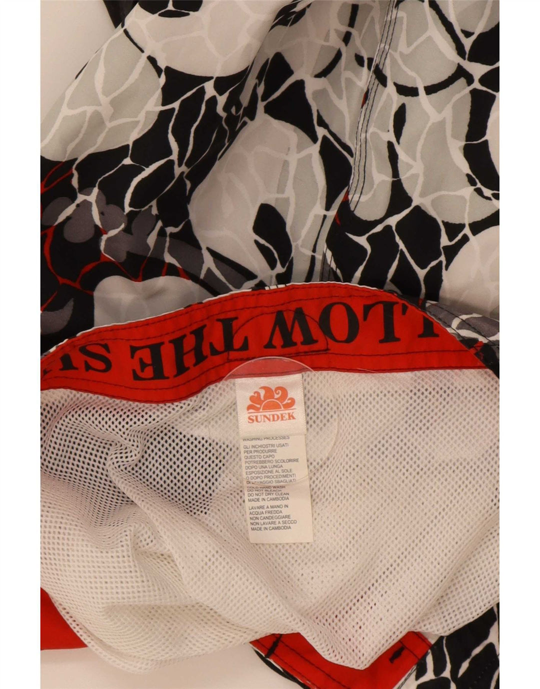 Sundek Bañador con estampado gráfico para hombre, poliéster floral negro grande