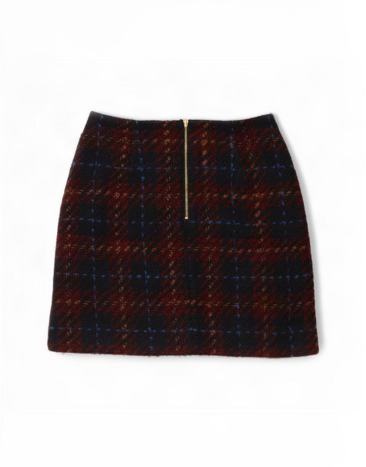 Zara Minifalda Mujer UK 8 Small Acrílico A Cuadros Multicolor