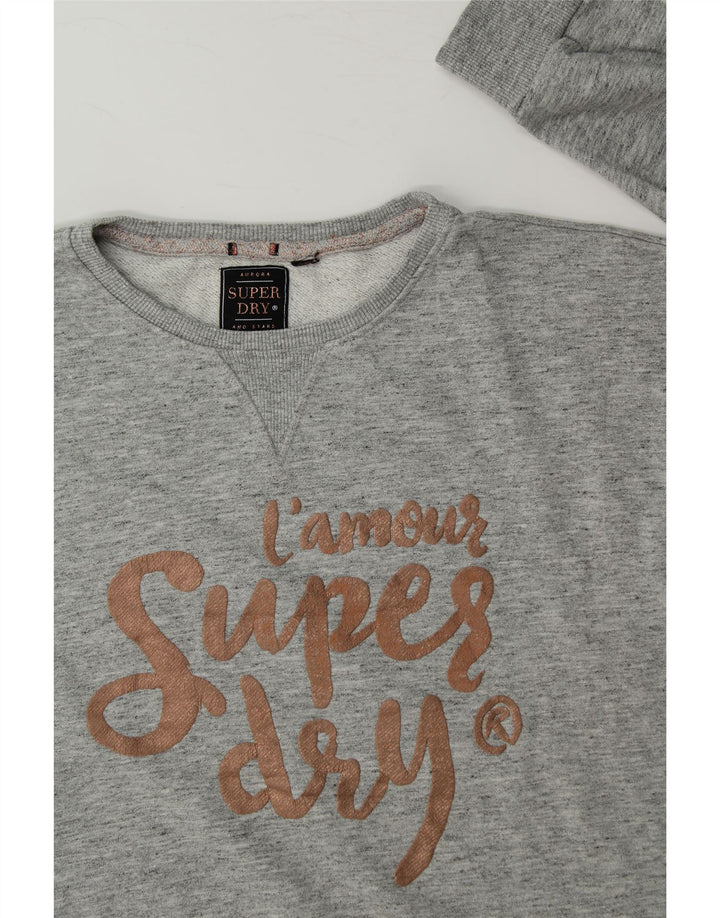 SUPERDRY Womens Oversized Graphic Sweatshirt Jumper UK 20 2XL Grey Flecked Vintage Superdry and Second-Hand Superdry from Messina Hembry 