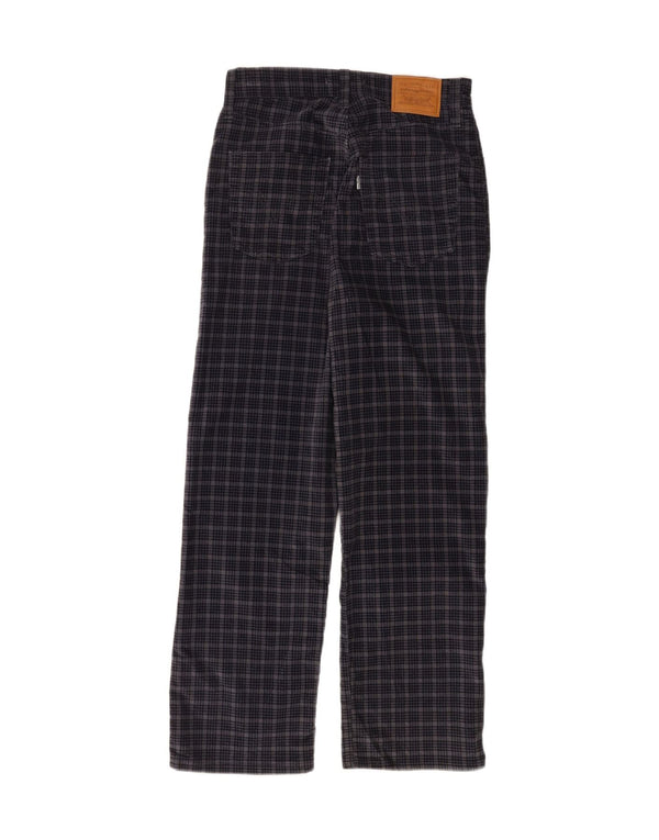 Pantalones Levi's Ribcage Rectos Casuales Para Mujer W26 L26 Azul Marino A Cuadros