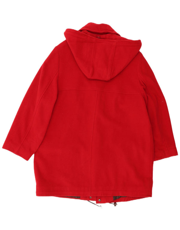 VINTAGE Mujer Abrigo de lona con capucha de gran tamaño Reino Unido 18 XL Lana roja