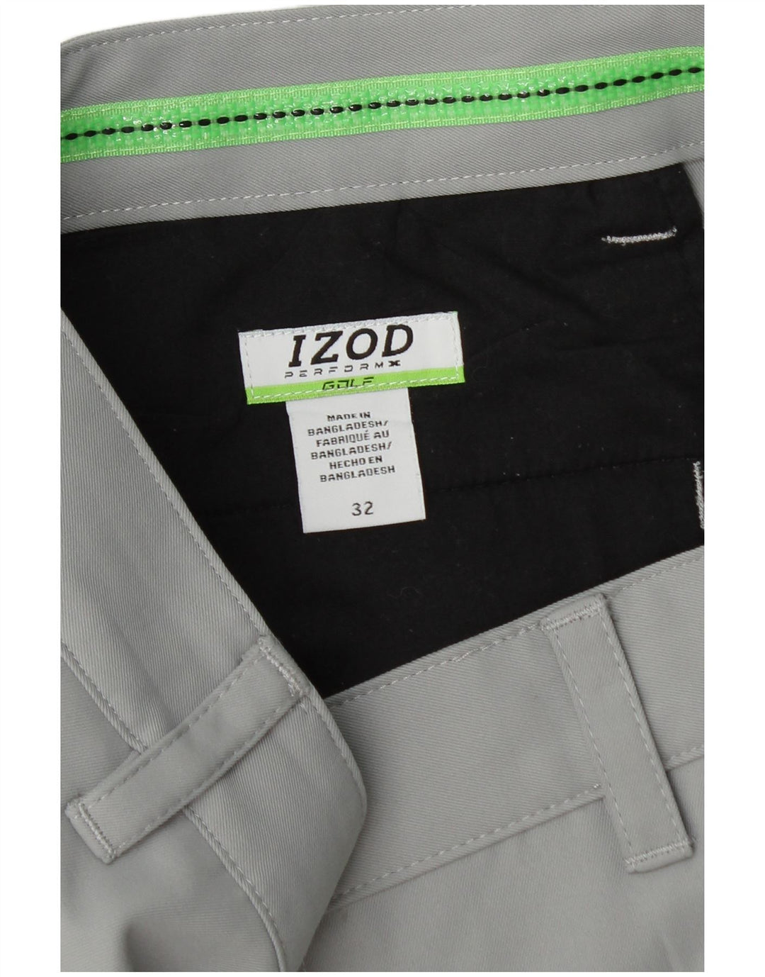 IZOD Pantalones cortos chinos para hombre W32 Poliéster gris medio
