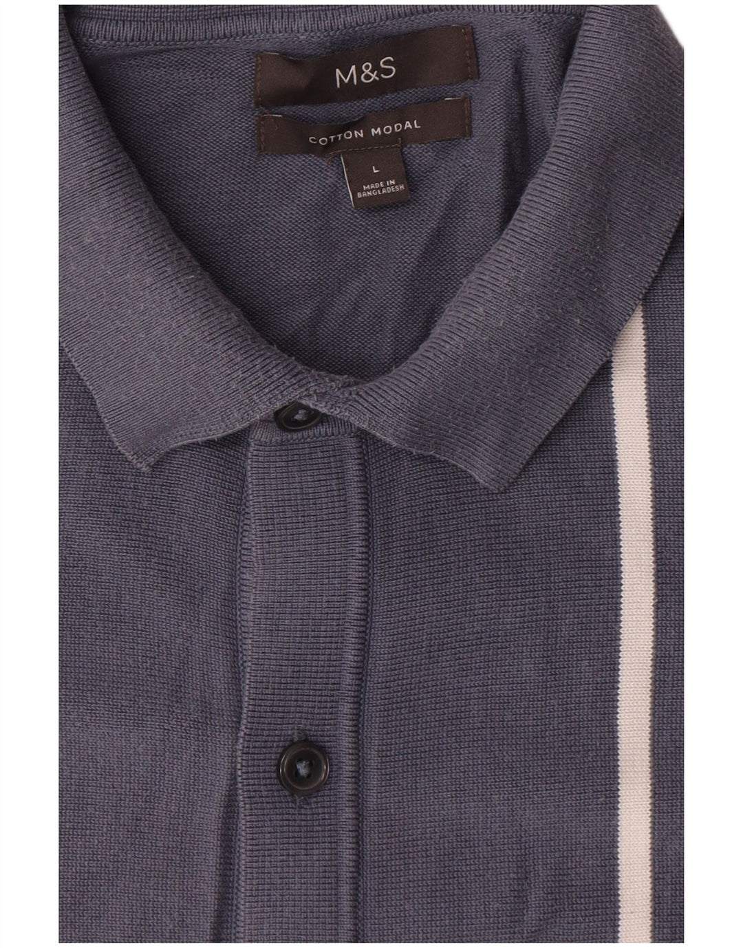 Marks & Spencer - Cárdigan para hombre, talla grande, algodón a rayas, color azul marino