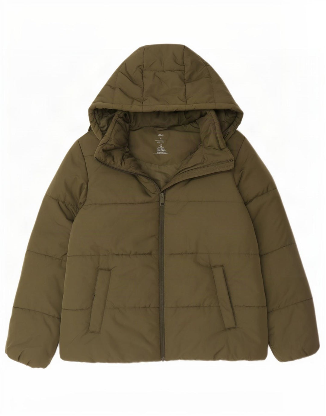 Marks & Spencer Chaqueta acolchada con capucha para mujer UK 46 Large Poliéster caqui