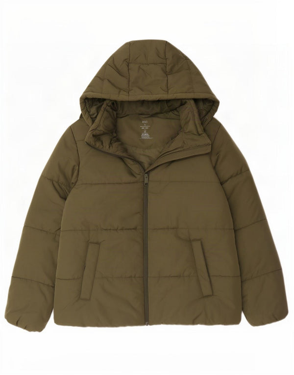 Marks & Spencer Chaqueta acolchada con capucha para mujer UK 46 Large Poliéster caqui