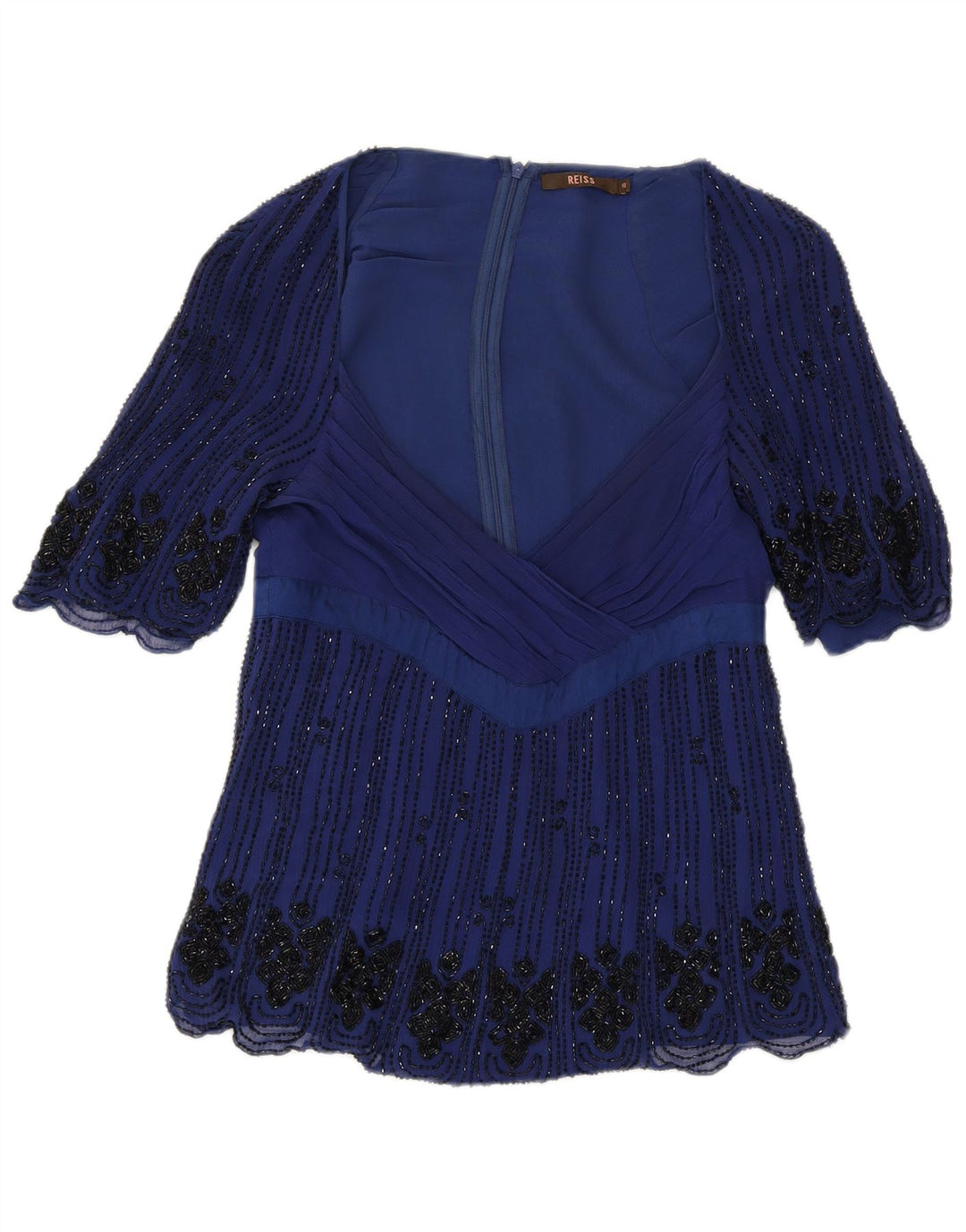 Blusa REISS para mujer Top UK 10 Small Blue Silk