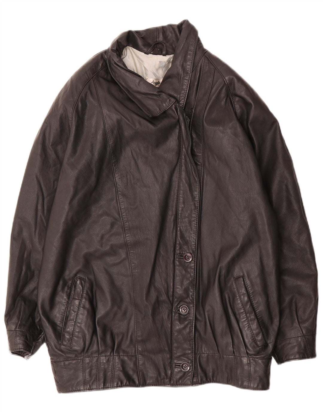 Angelo Muroni Chaqueta de cuero extragrande para mujer EU 36 Small Black