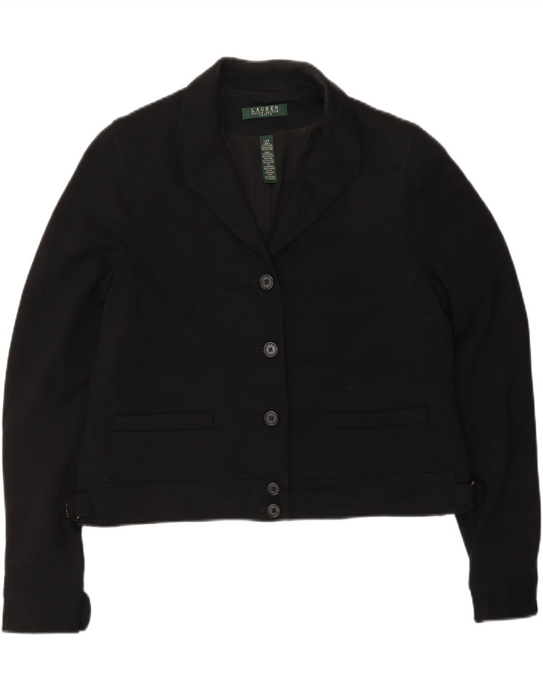 RALPH LAUREN Chaqueta tipo blazer de 5 botones para mujer, talla pequeña, talla 12, color negro