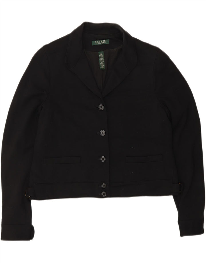 RALPH LAUREN Chaqueta tipo blazer de 5 botones para mujer, talla pequeña, talla 12, color negro