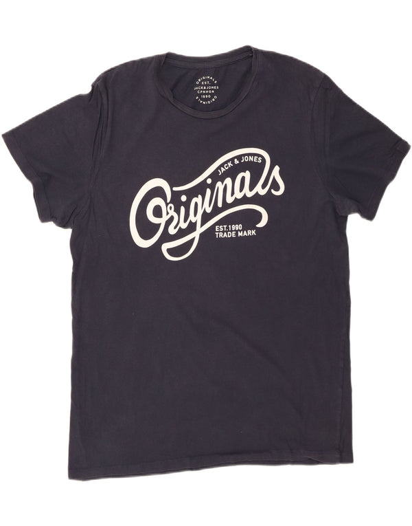 JACK & JONES Hombre Camiseta Gráfica Top XL Azul Marino Algodón