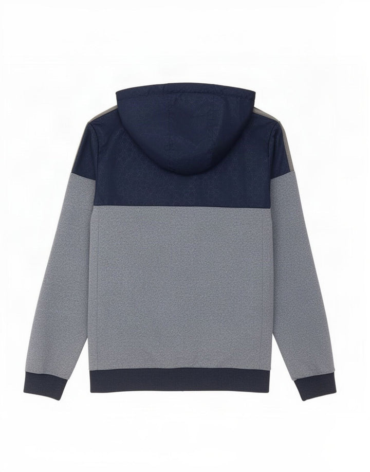 Adidas Hombre Zip Sudadera Con Capucha Suéter Pequeño Azul Colorblock Poliéster