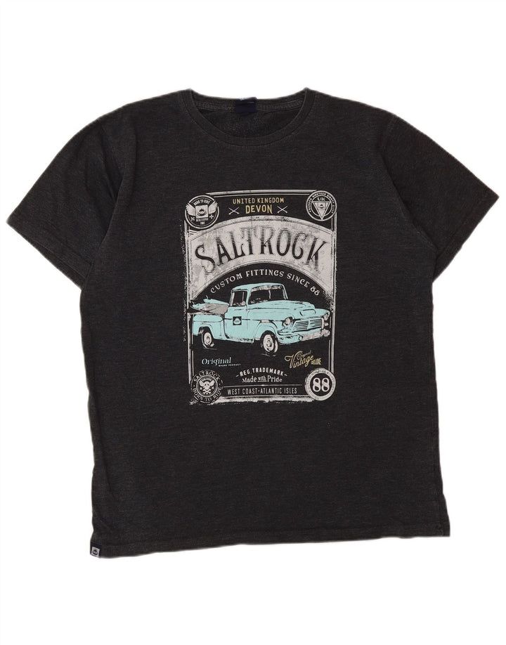 Saltrock - Camiseta gráfica para hombre, talla pequeña, algodón gris