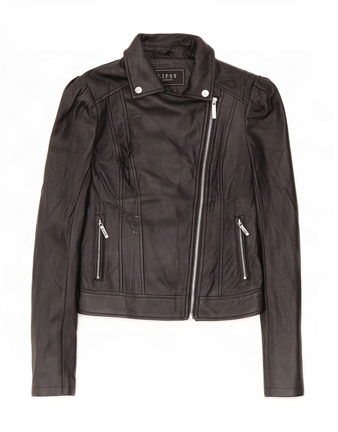 Chaqueta motera de piel sintética para mujer Lipsy UK 8 Small Poliéster negro