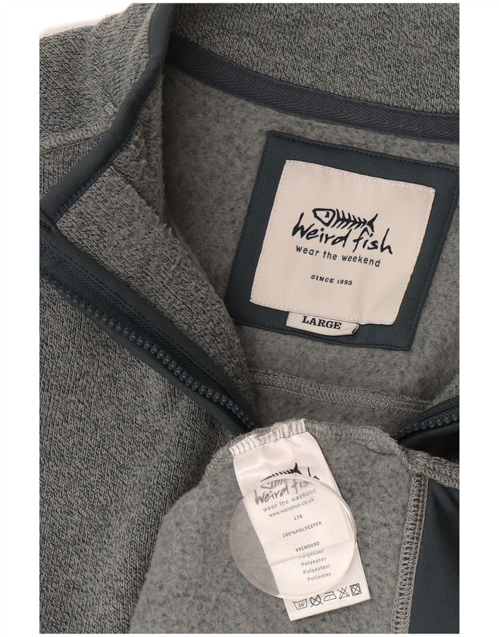 Weird Fish - Sudadera con cuello y cremallera para hombre, talla grande, poliéster moteado azul