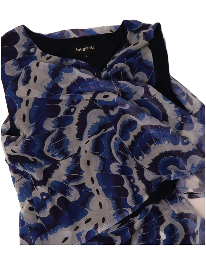 DESIGUAL Vestido asimétrico con estampado abstracto para mujer UK 10 Small Blue