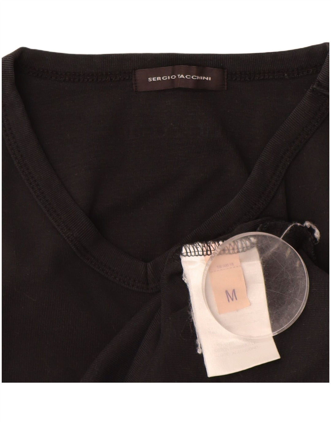 SERGIO TACCHINI Top de mujer manga larga UK 12 Algodón negro mediano