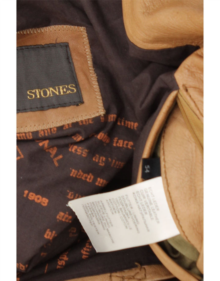Stones Chaqueta de cuero para hombre IT 54 2XL Cuero beige