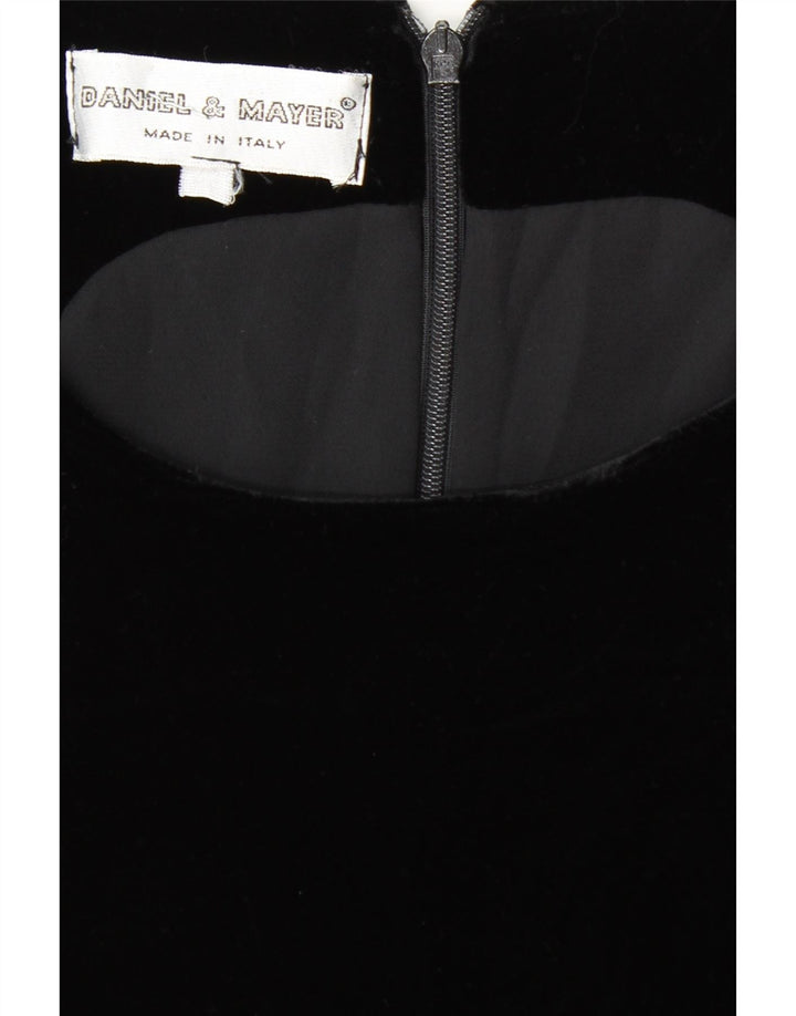 DANIEL & MAYER Vestido tubo de terciopelo sin mangas para mujer UK 42 Mediano Negro