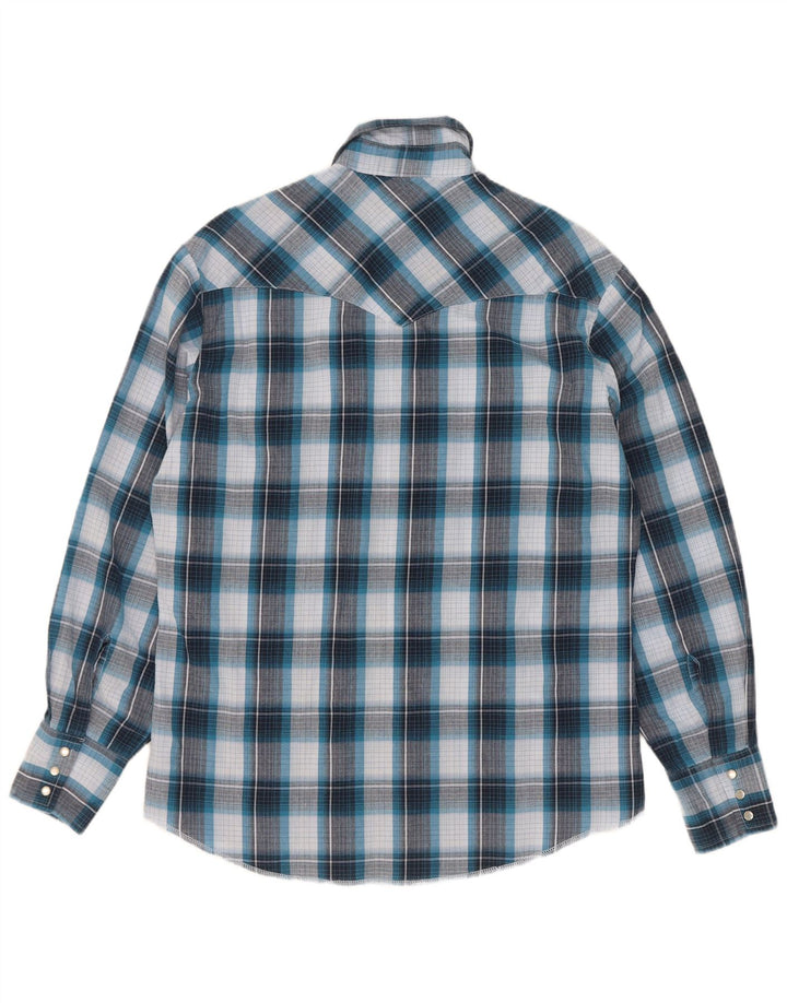 Camisa Wrangler Hombre De Algodón A Cuadros Azul Medio
