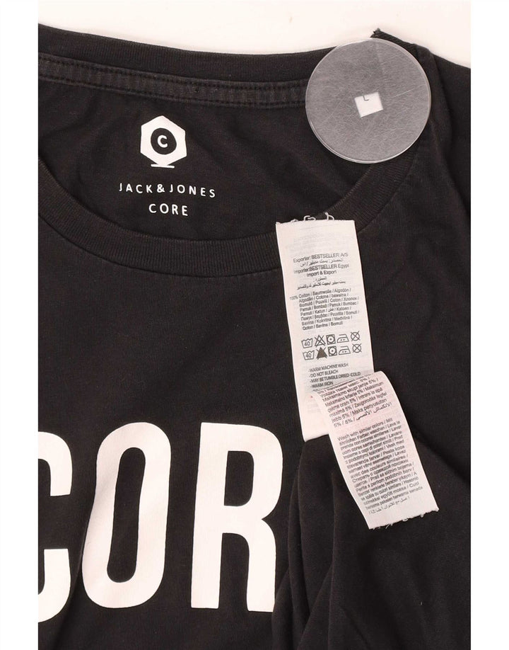 Jack & Jones - Camiseta gráfica para hombre, talla grande, algodón negro
