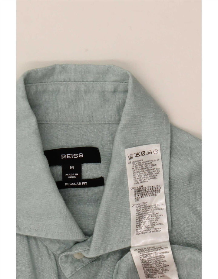 Camisa Reiss Regular Fit De Lino Azul Medio |