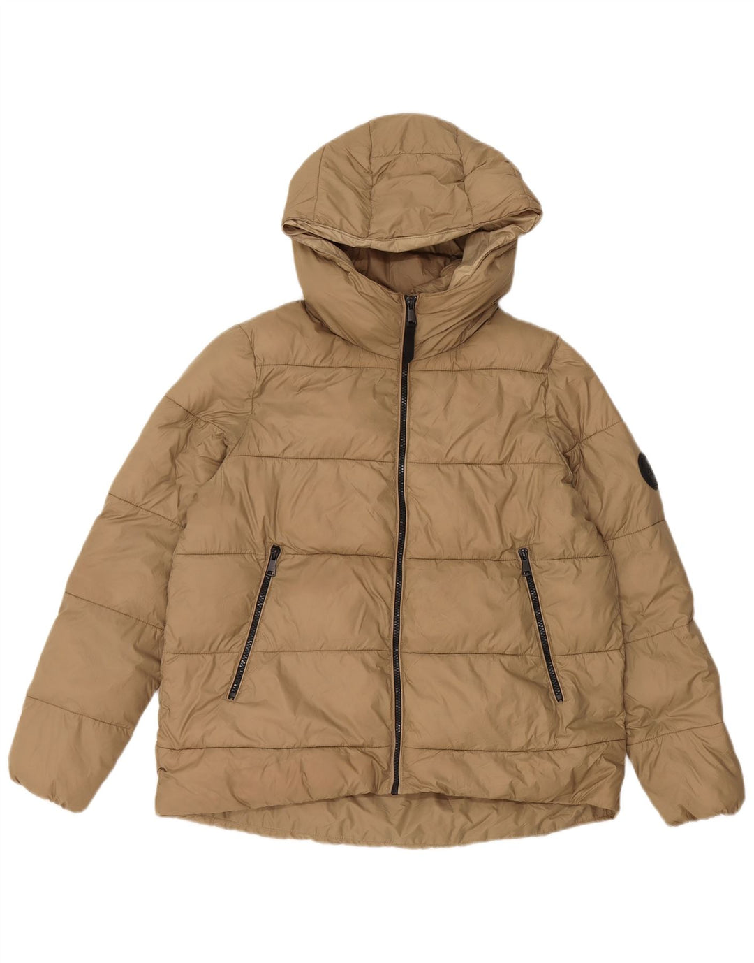 Zara Mens Chaqueta Acolchada Con Capucha UK 36 Small Beige
