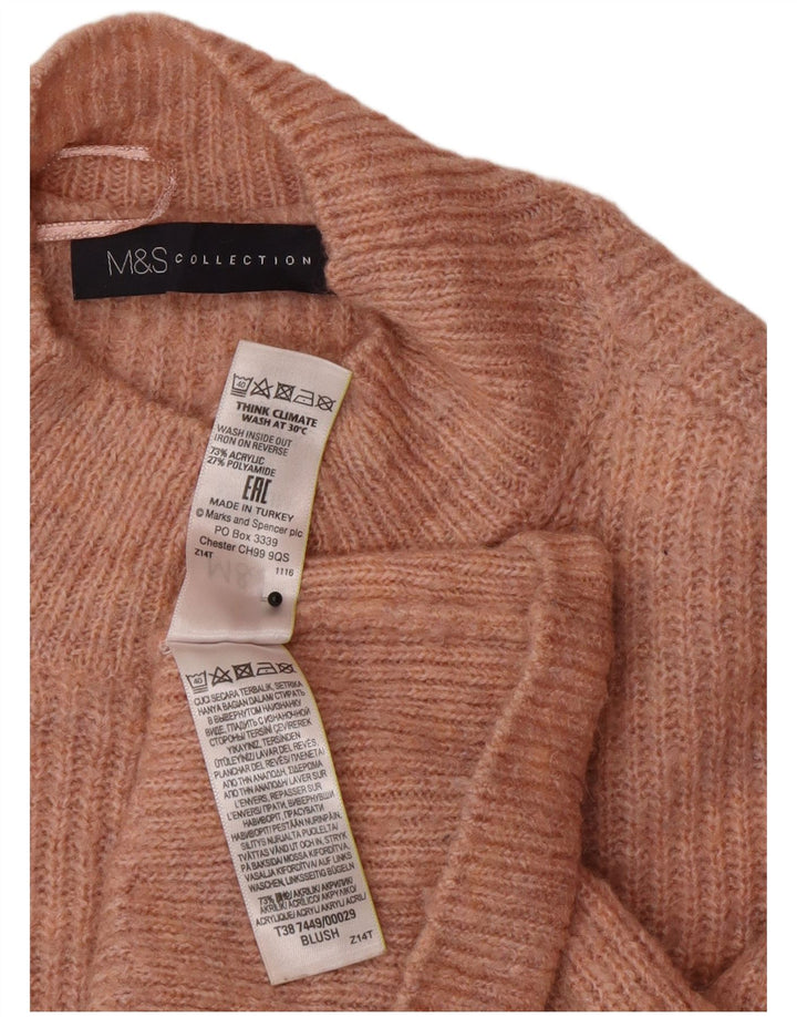 Marks & Spencer suéter corto con cuello de tortuga para mujer, talla 40, color rosa medio