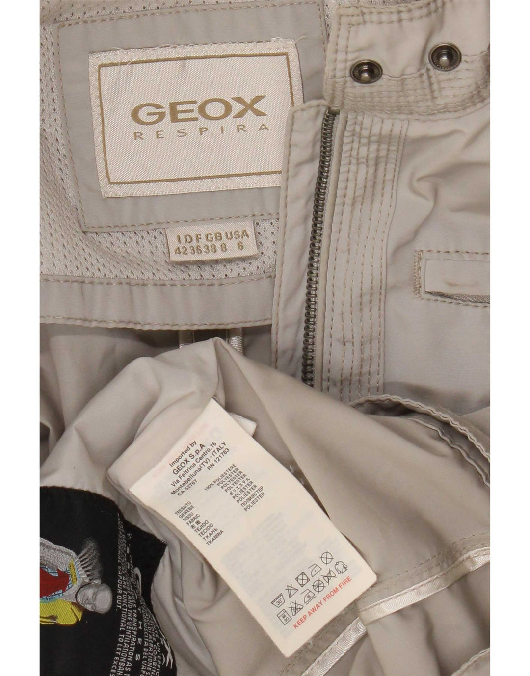 Geox Chaqueta utilitaria para mujer UK 8 Small Gris Poliéster