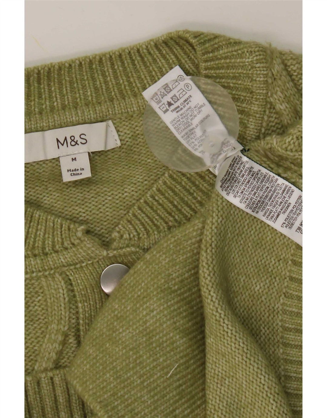 Marks & Spencer Suéter tipo cárdigan para mujer UK 40 Poliéster verde medio