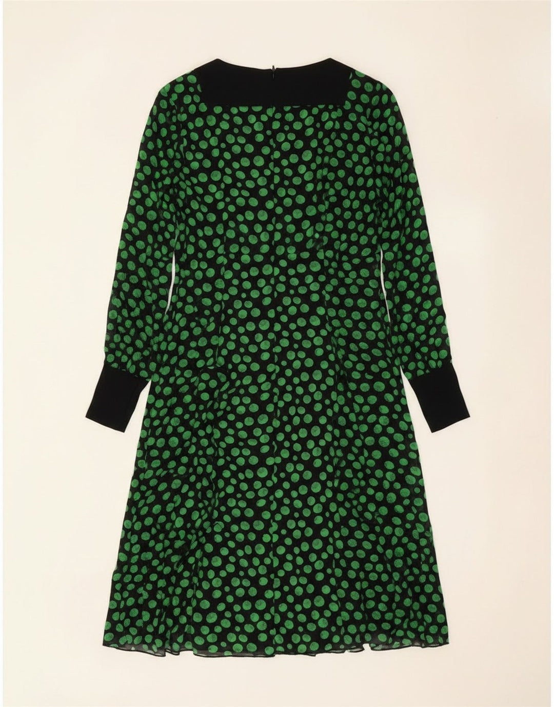 Max Mara Vestido acampanado de manga larga Intrend para mujer UK 42 Medium Black Spotted