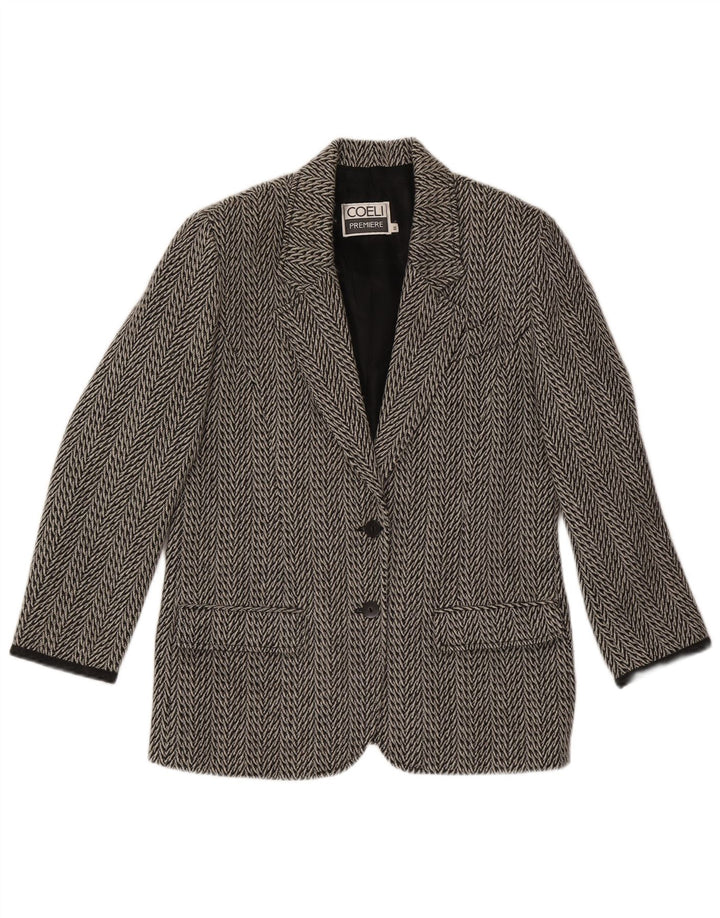 Coeli Premiere Chaqueta tipo blazer de 2 botones para mujer IT 44 Espiga gris medio