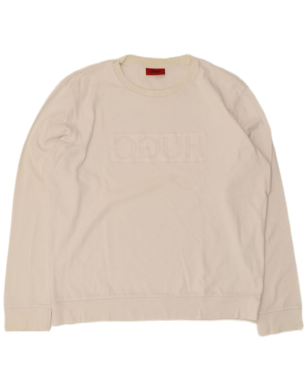 Hugo Boss Mens Graphic Sweatshirt Jumper XL White Cotton