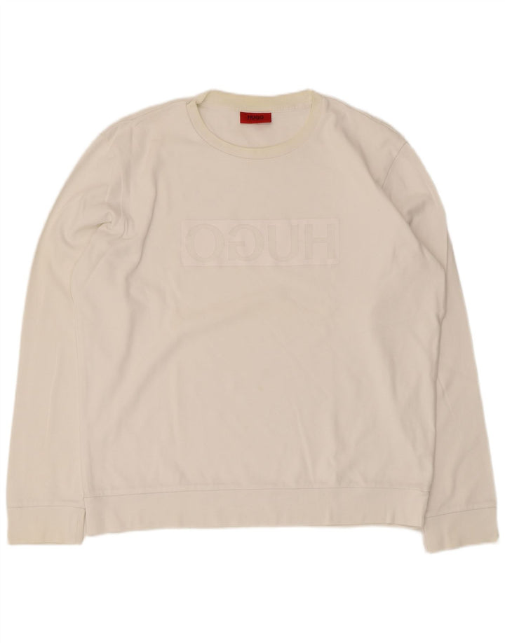 Hugo Boss Hombre Sudadera Gráfica Jumper XL Algodón Blanco