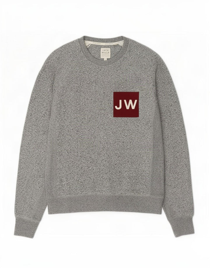 Jack Wills Hombre Sudadera Estampada Jersey Jersey Pequeño De Algodón Moteado Gris