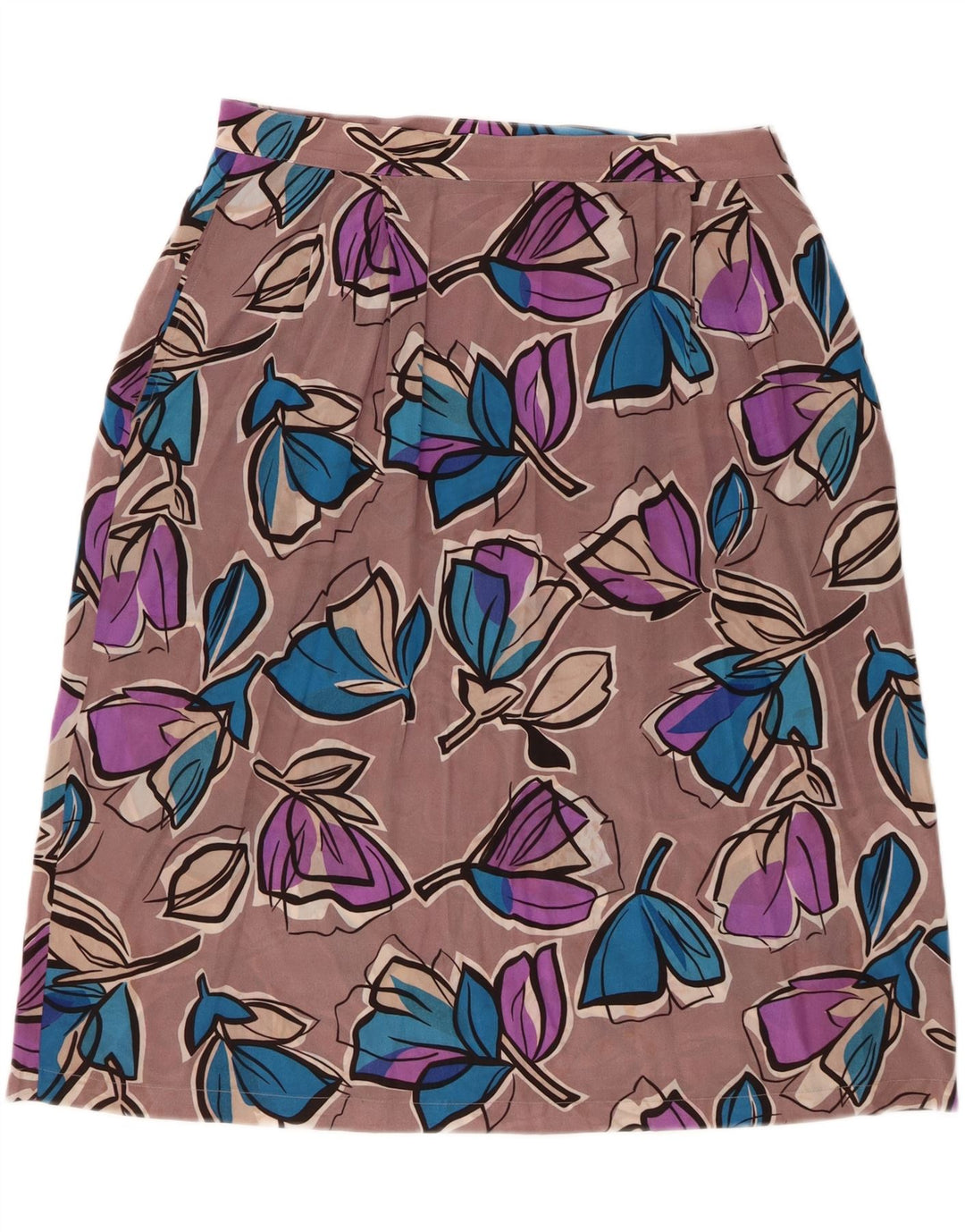 VINTAGE Womens A-Line Skirt W33 Large Grey Floral