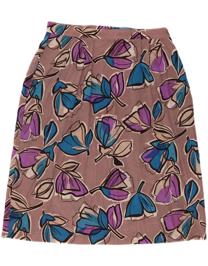 VINTAGE Womens A-Line Skirt W33 Large Grey Floral