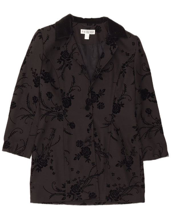 Together Chaqueta tipo blazer larga con 2 botones para mujer UK 40 Medium Black Floral