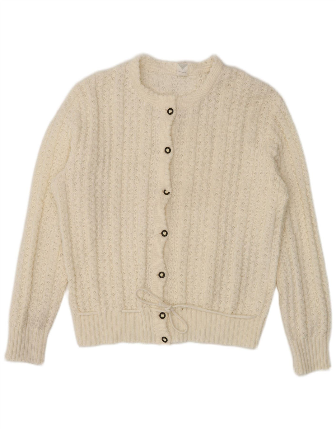 Vintage mujer Cardigan suéter Reino Unido 16 grande blanco poliacrílico