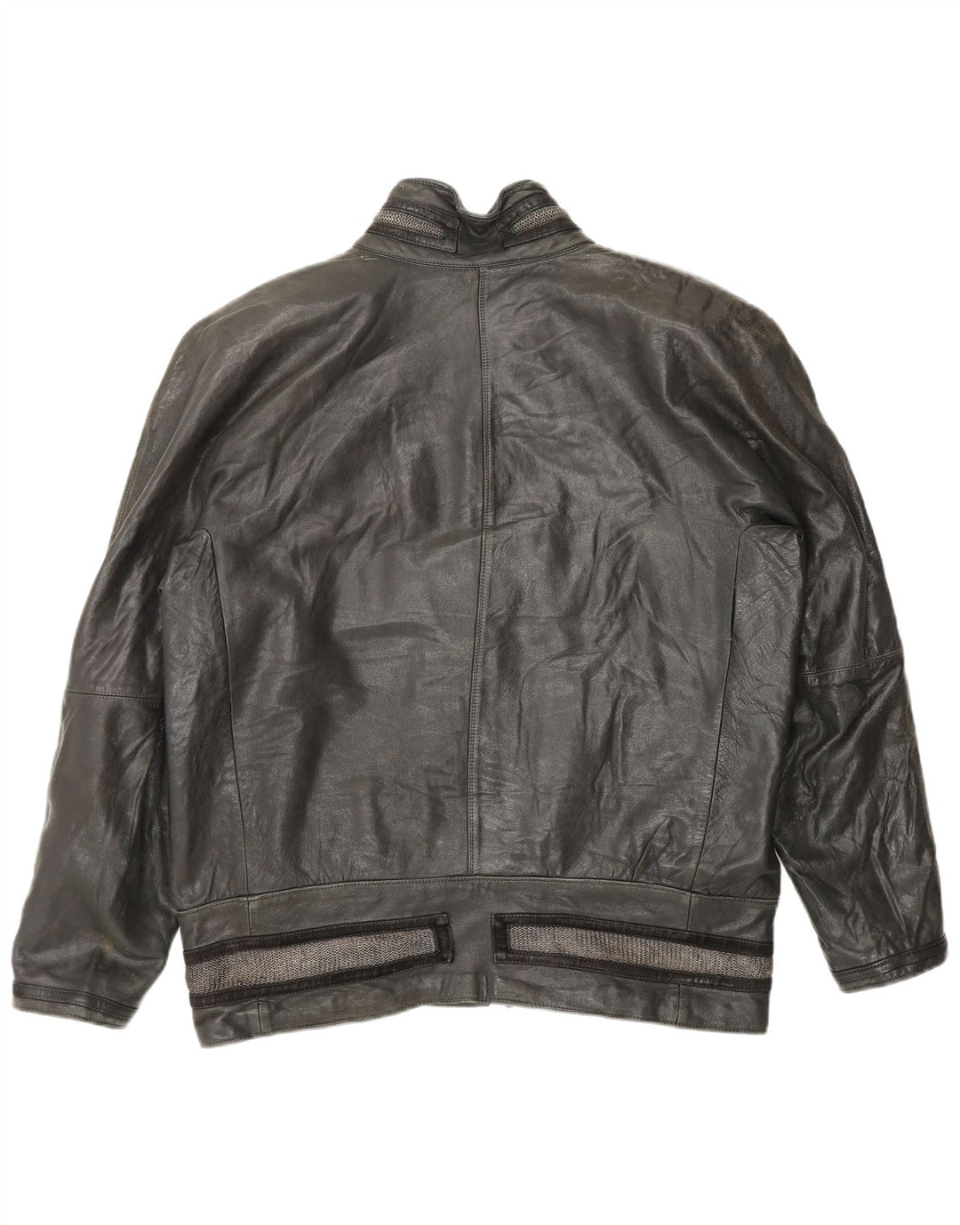 Gianni Versace Chaqueta de cuero para mujer UK 18 XL Cuero negro