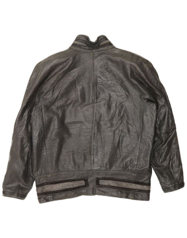 Gianni Versace Chaqueta de cuero para mujer UK 18 XL Cuero negro