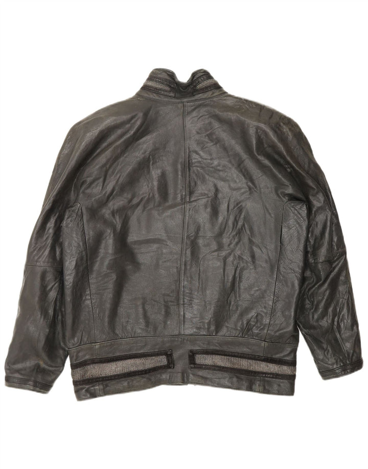 Gianni Versace Chaqueta de cuero para mujer UK 18 XL Cuero negro