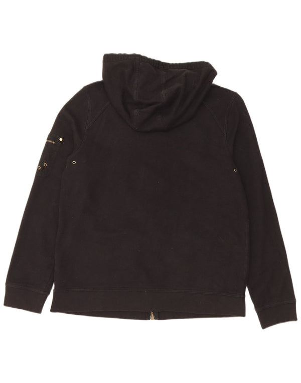 Ralph Lauren suéter con capucha y cremallera para mujer UK 10 Small Black Cotton