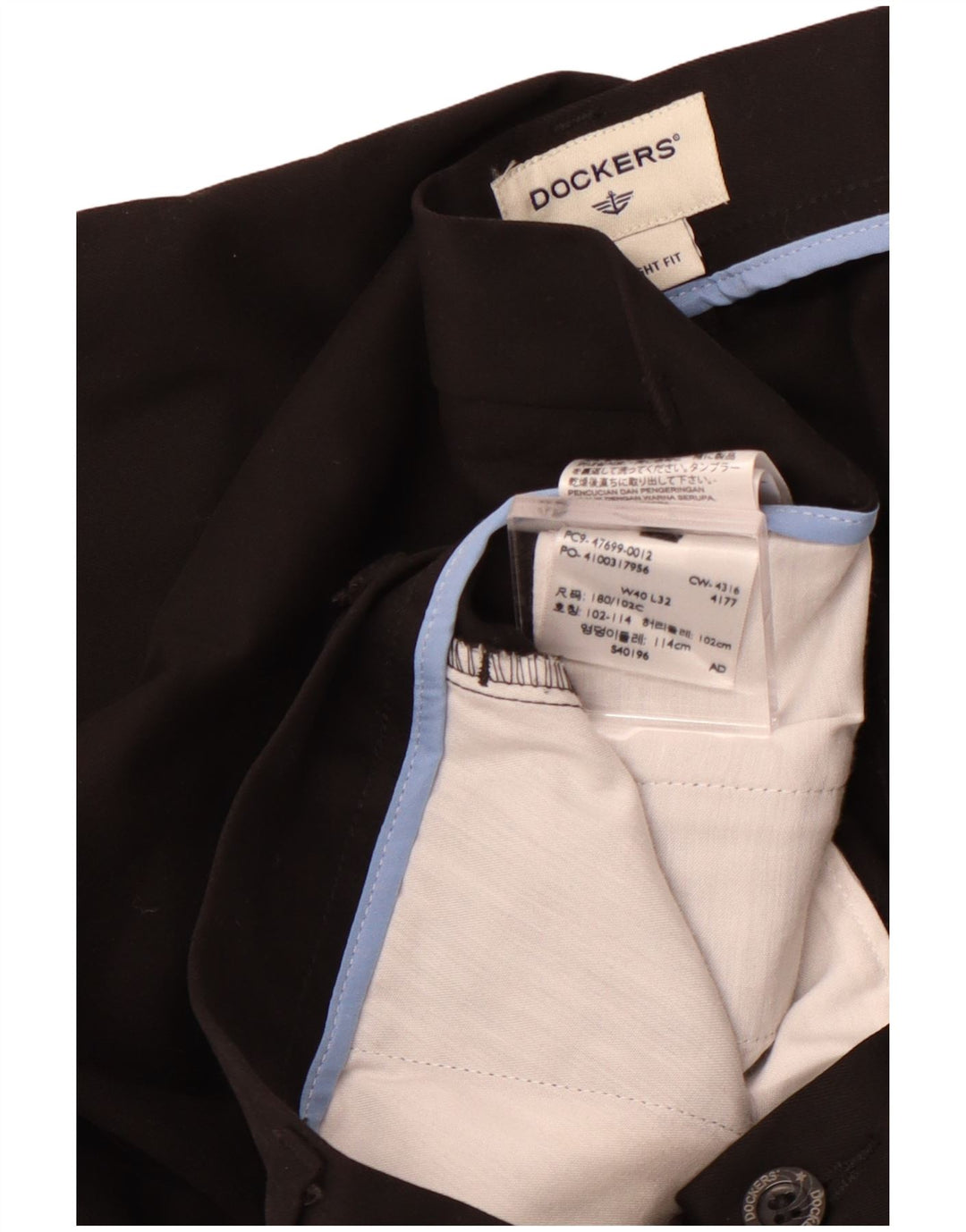 DOCKERS Pantalón chino recto para hombre W40 L32 Algodón negro