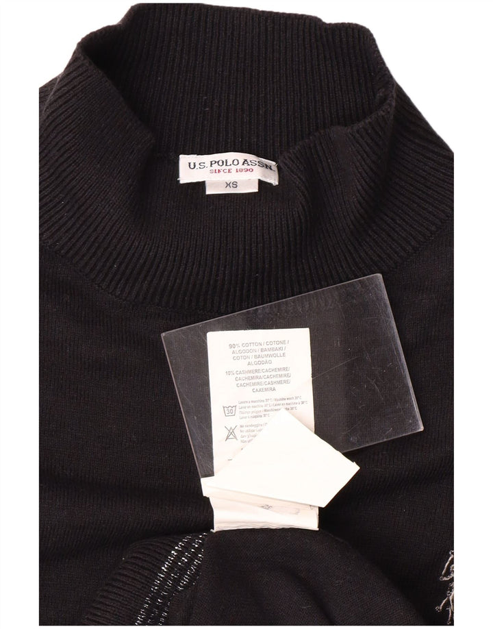 ASSN DE POLO DE EE. UU. Jersey con cuello de tortuga para mujer UK 6 XS Algodón negro