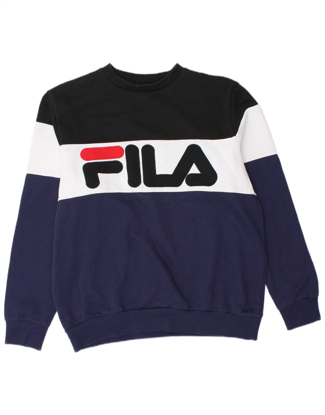 FILA Hombre Sudadera Gráfica Jersey Grande Azul Marino Colorblock Algodón